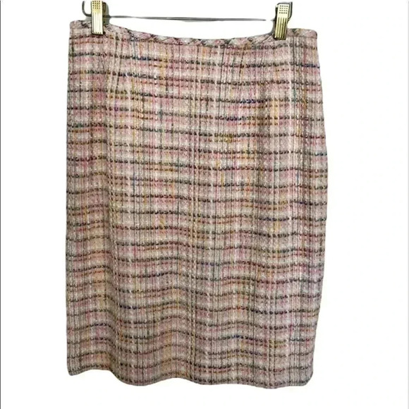 Kasper Petite pink/ivory tweed pencil zipper back skirt size 6 petite - Picture 2 of 11